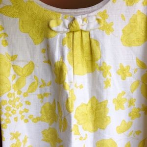 Zara Girls Yellow Floral Linen Shift Dress Size 14